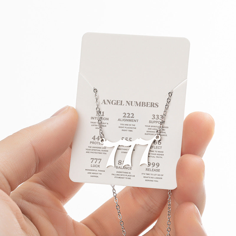 Wholesale Stainless Steel Angel Lucky Number Pendant Necklace